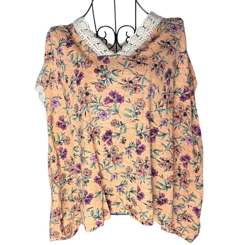 5/$25 For The‎ Republic M Short Sleeve Embroidered Lace Trim Floral Cottage New